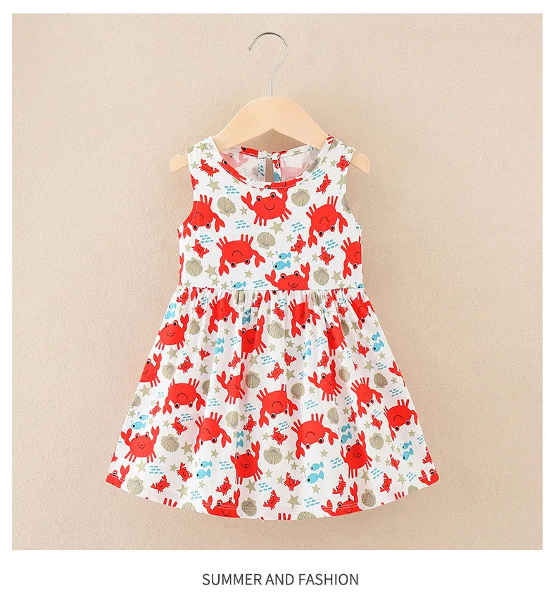 Cotton Cartoon Summer Dress for Girls – Sleeveless Princess Party Outfit