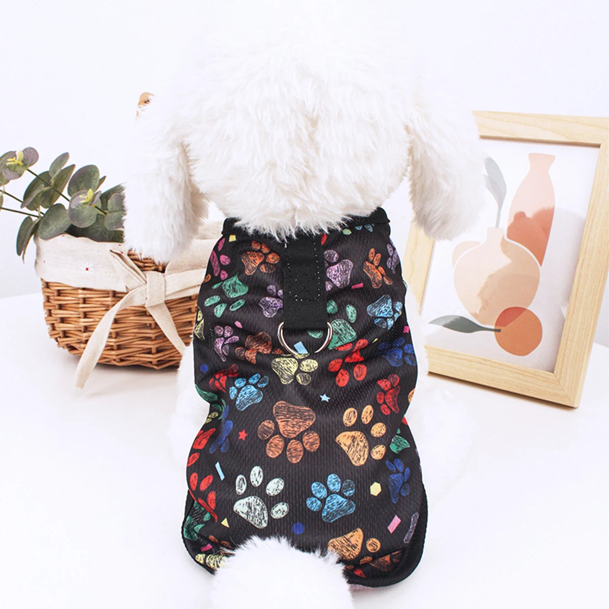 Summer Dog Vest – Breathable Footprint Print T-Shirt for Small and Medium Dogs