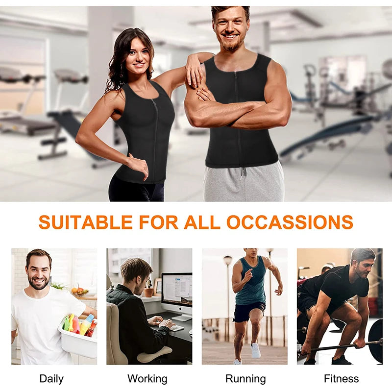 Men’s Sauna Sweat Vest – Heat-Trapping Slimming Body Shaper with Zipper | Compression Waist Trainer for Fitness & Weight Loss