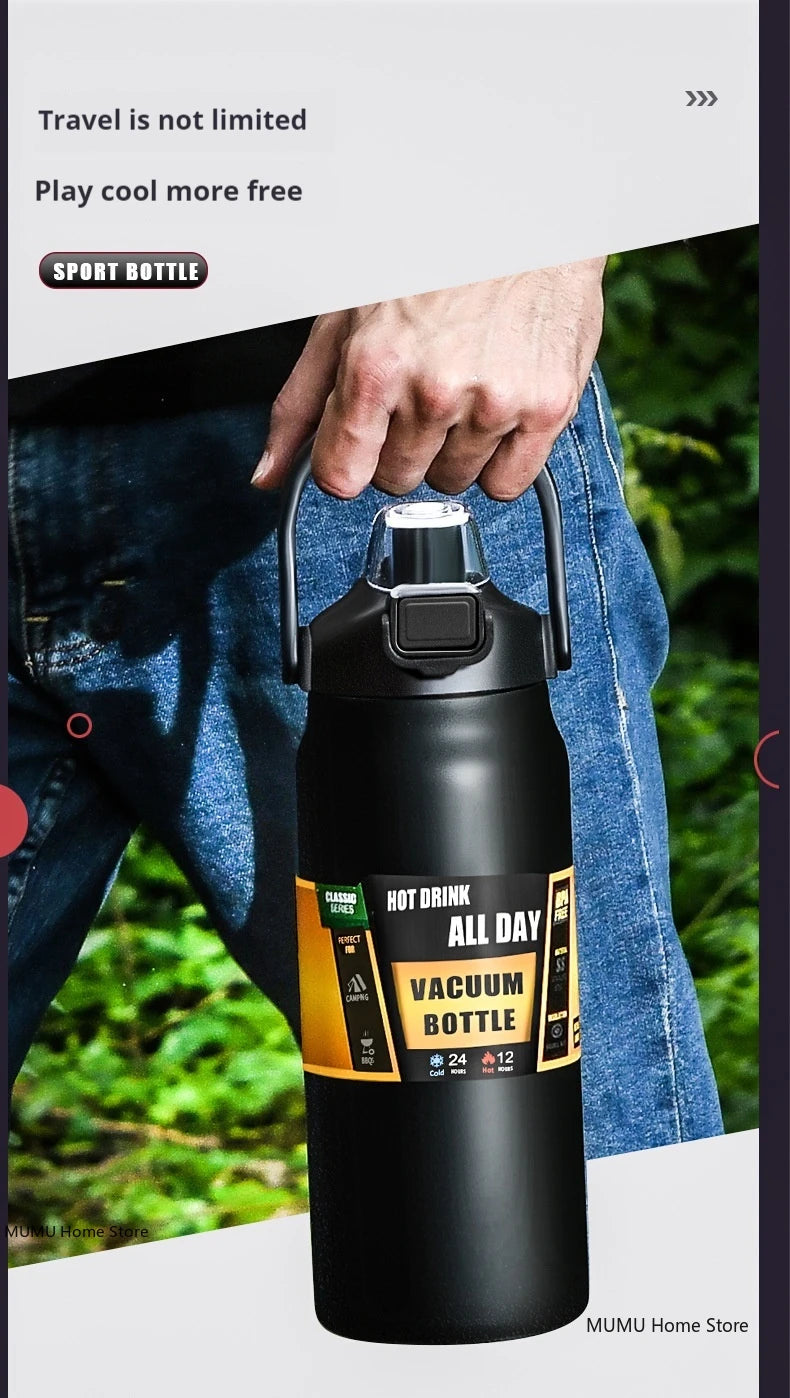 800ML / 1000ML / 1200ML Stainless Steel Thermo Water Bottle – Vacuum Insulated Travel Mug
