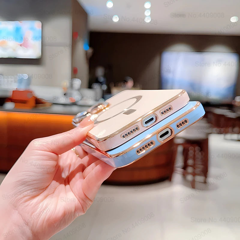 Luxury MagSafe-Compatible iPhone Case – Clear, Magnetic, and Durable