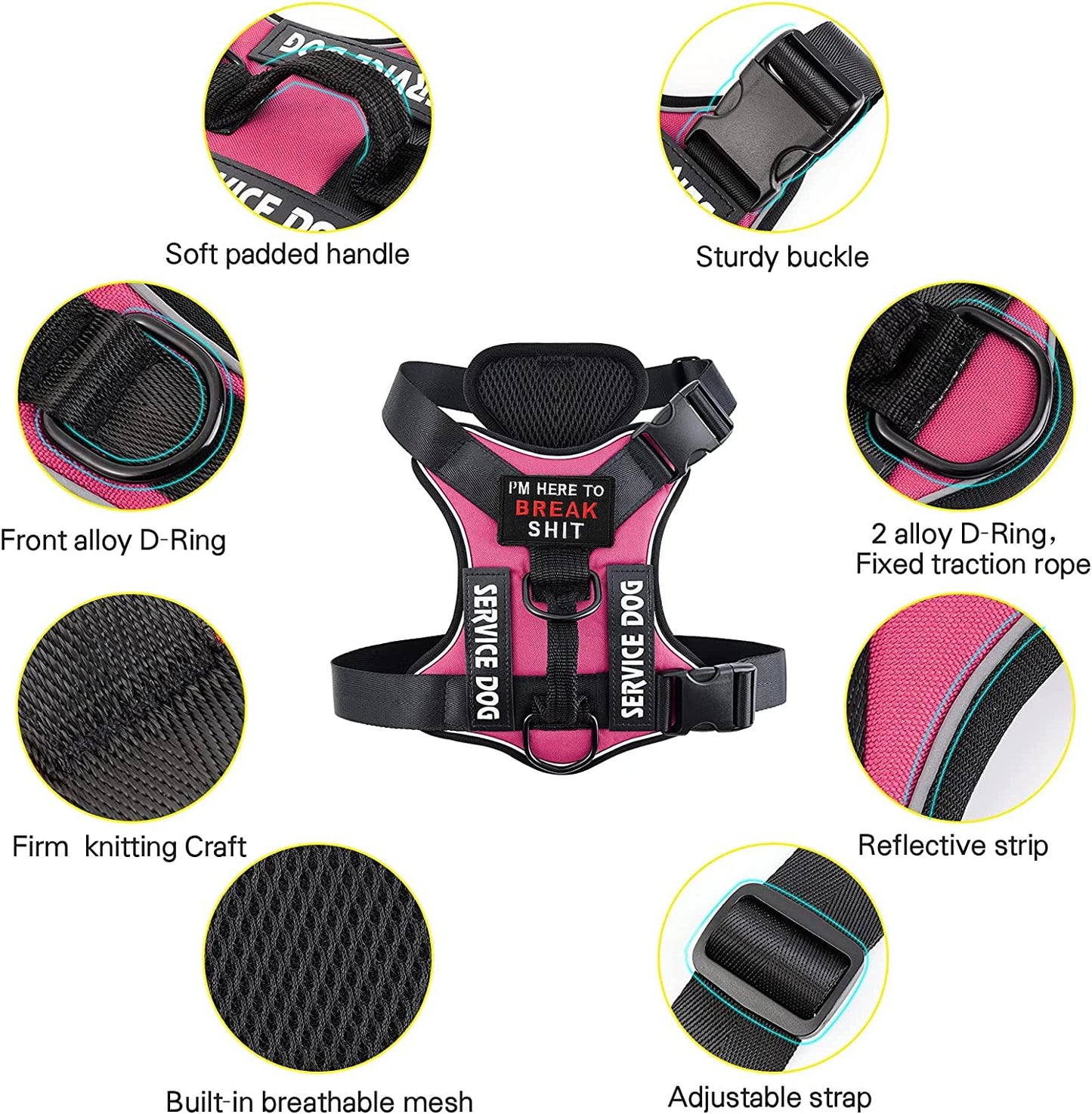 Tactical Reflective Dog Harness – No Pull Vest for Small to Large Dogs