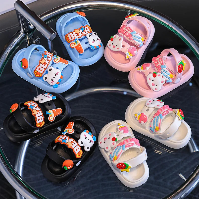 Kids Cartoon EVA Sandals – Summer Soft Slip-On Beach Slippers for Boys and Girls