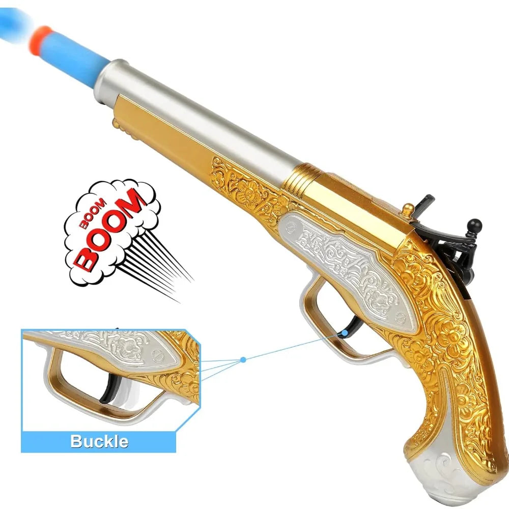 Golden Pirate Toy Gun – Soft Bullet Pistol for Cosplay & Dress-Up