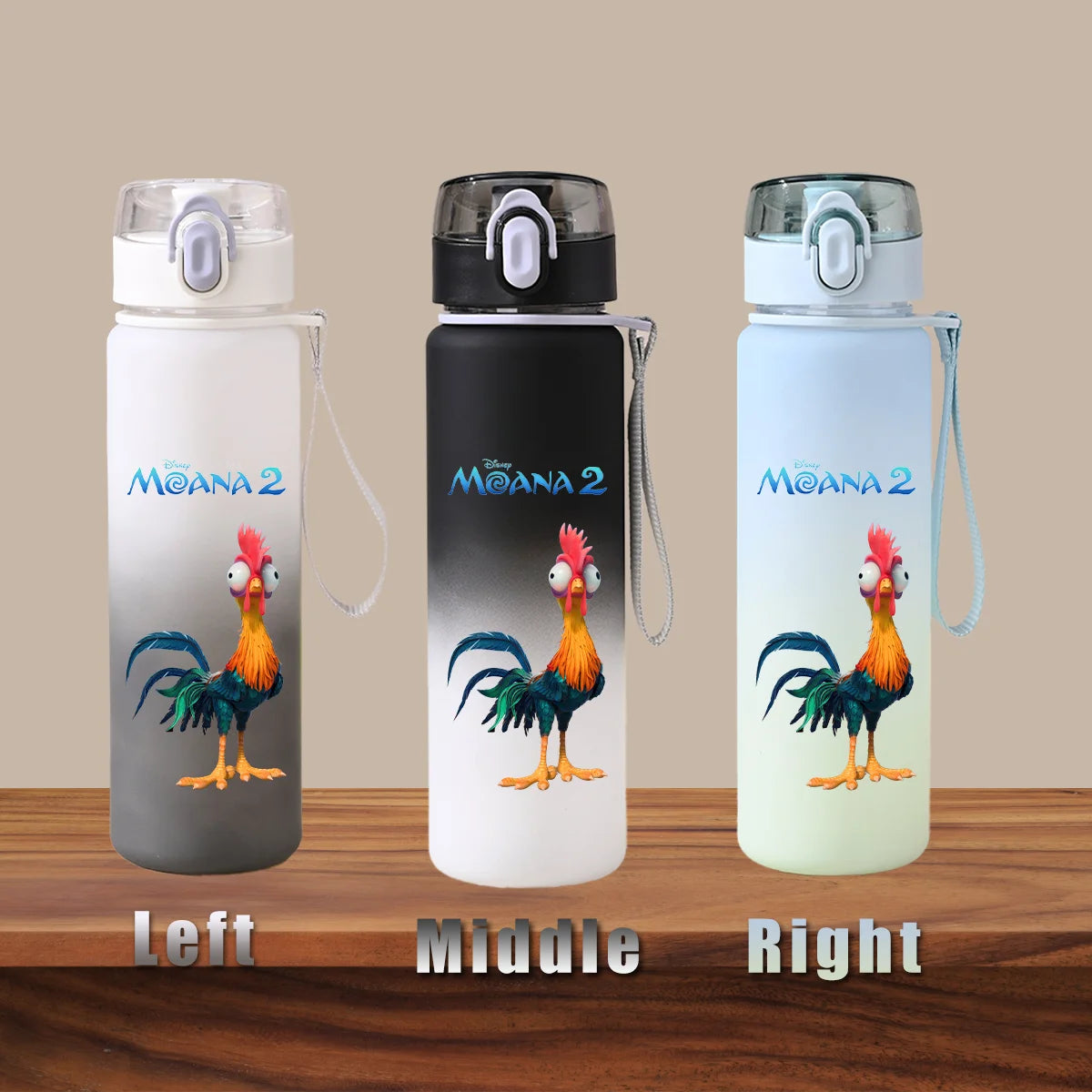 Disney Moana 2 Maui Kakamora Tia Animation Portable Plastic Gradient Outdoor Sport Water Bottle Child Gift Princess Fitness Run