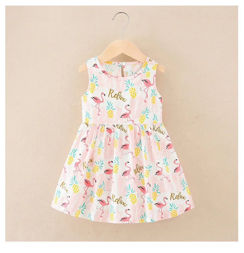 Cotton Cartoon Summer Dress for Girls – Sleeveless Princess Party Outfit