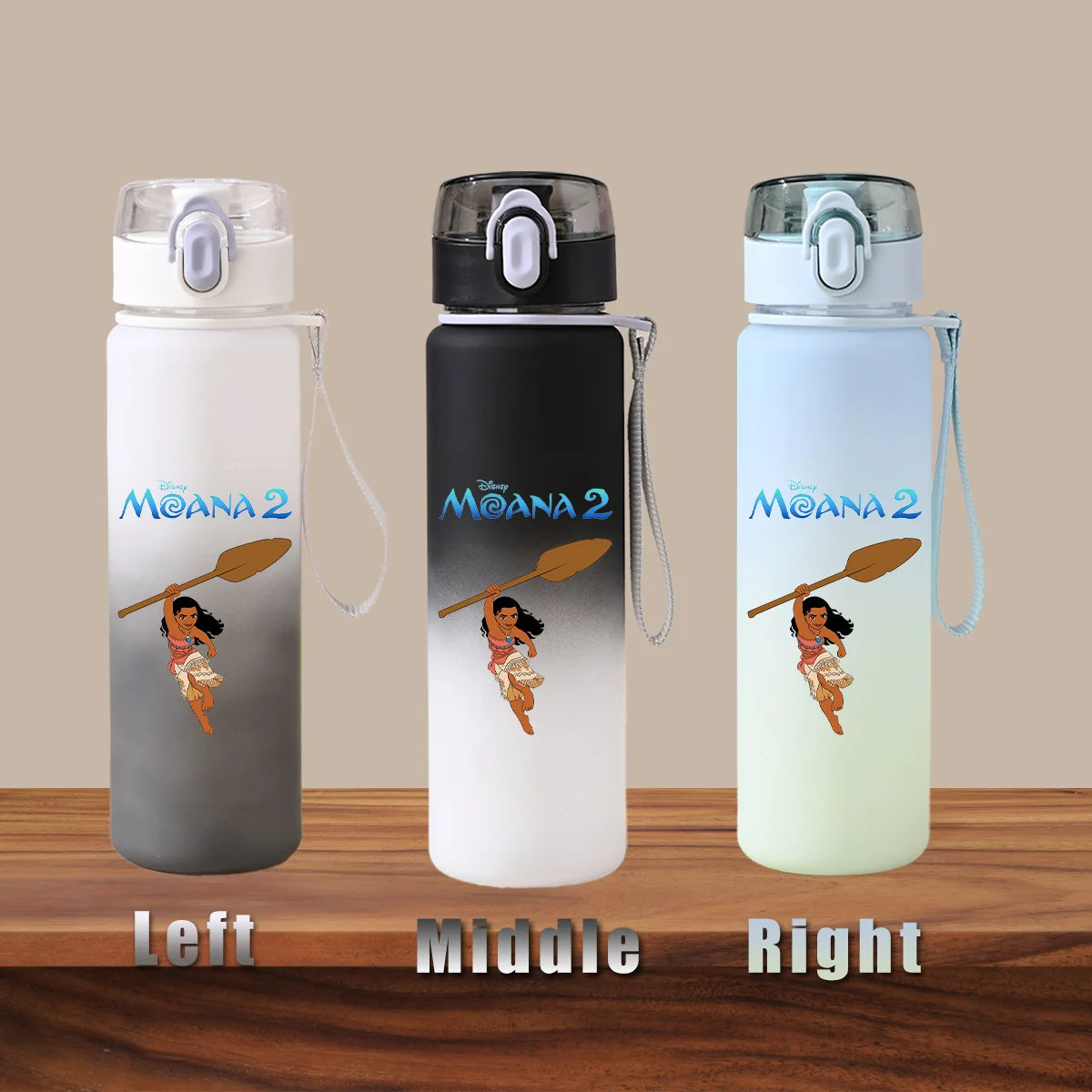 Disney Moana 2 Maui Kakamora Tia Animation Portable Plastic Gradient Outdoor Sport Water Bottle Child Gift Princess Fitness Run