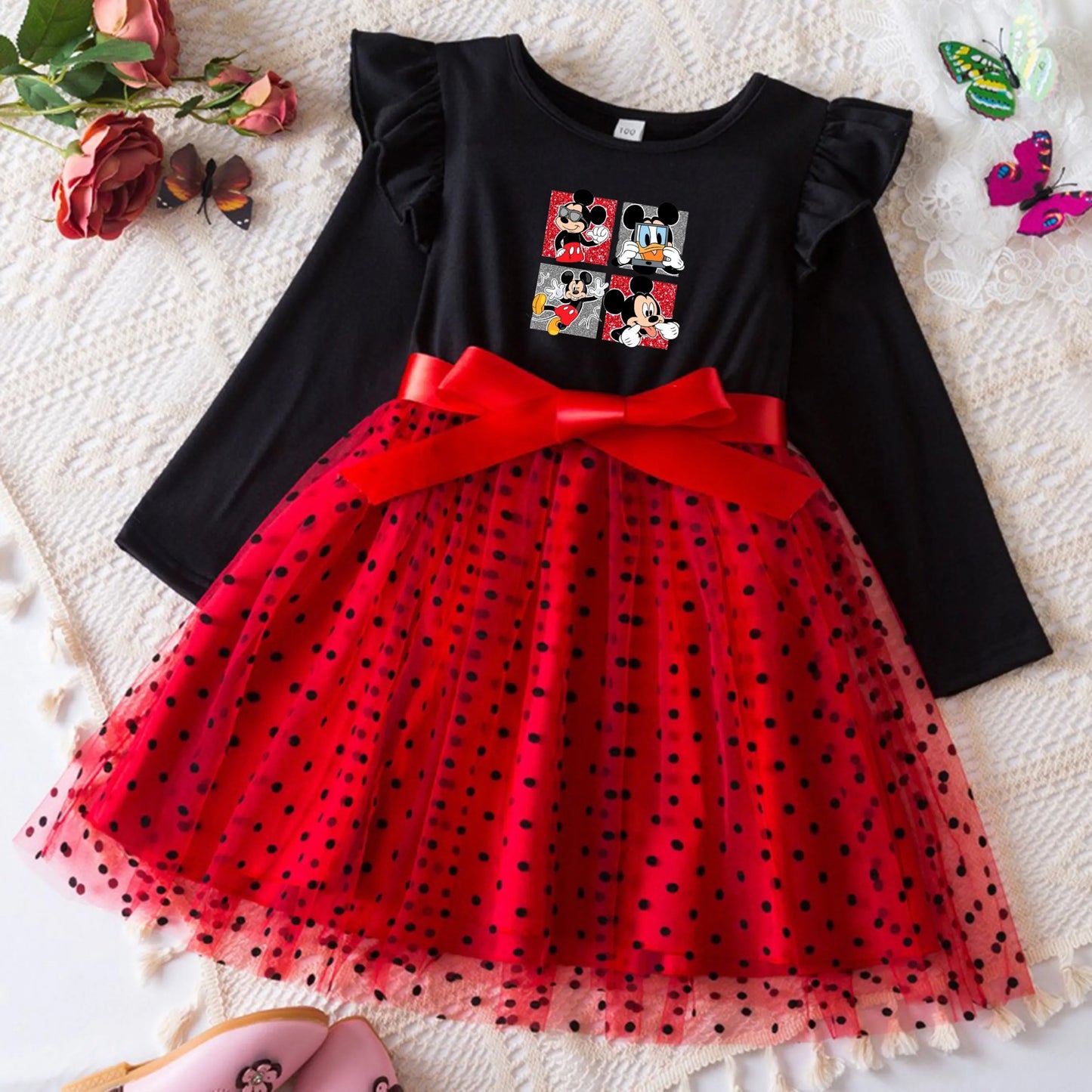 Mickey Minnie Fall Dresses for Girls – Long Sleeve Princess Party Costume