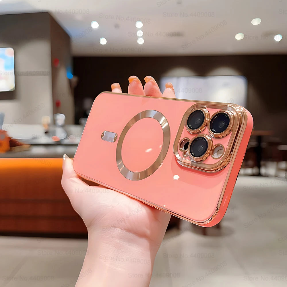 Luxury MagSafe-Compatible iPhone Case – Clear, Magnetic, and Durable