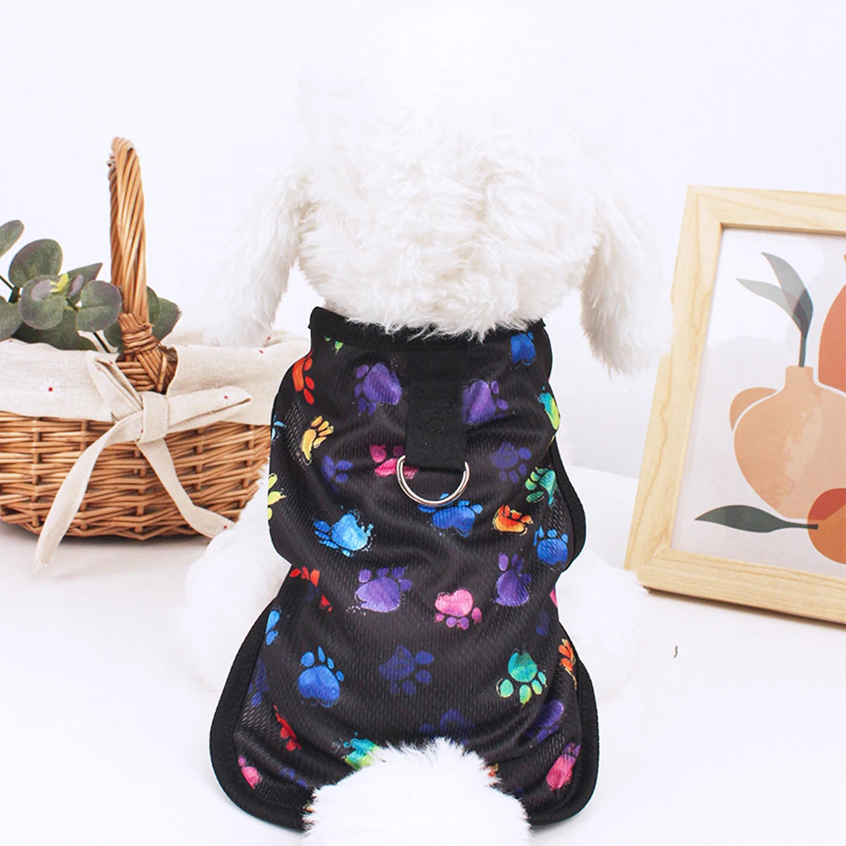 Summer Dog Vest – Breathable Footprint Print T-Shirt for Small and Medium Dogs