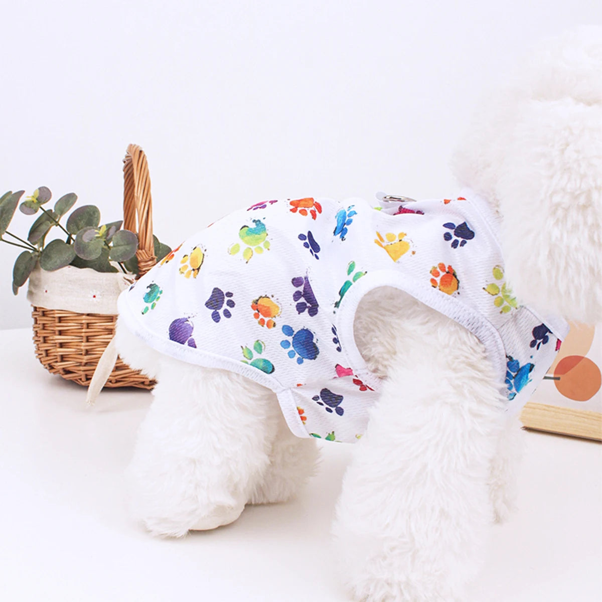 Summer Dog Vest – Breathable Footprint Print T-Shirt for Small and Medium Dogs