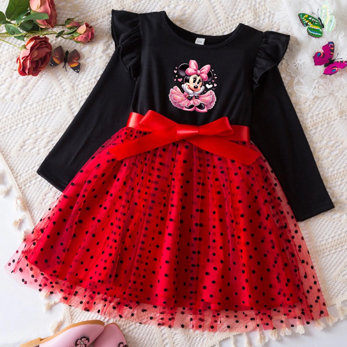 Mickey Minnie Fall Dresses for Girls – Long Sleeve Princess Party Costume