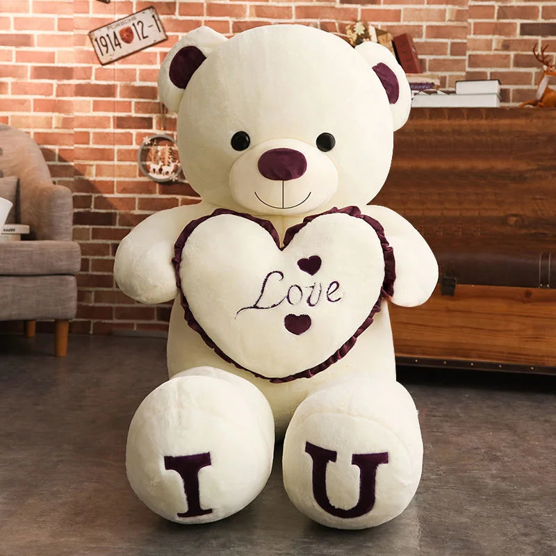 100cm Giant "I LOVE YOU" Teddy Bear Plush – Soft Stuffed Animal Gift for Kids, Girlfriends & Special Occasions