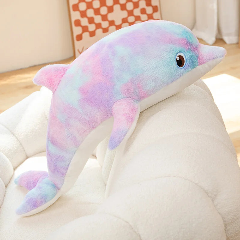 50cm Colorful Dolphin Plush Toy – Soft Cartoon Stuffed Animal Pillow | Birthday Gift for Kids, Boys & Girls, Home Decoration