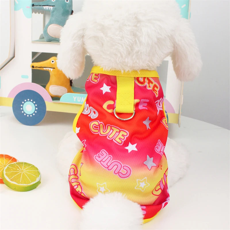 Cute Pet Dog Summer Vest – Smiling Face Print T-Shirt for Small Dogs (XS–XXL)