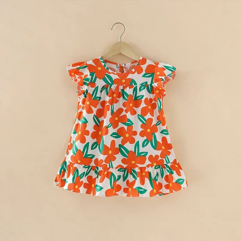100% Cotton Summer Dress for Girls – Heart Print Sleeveless Princess Outfit