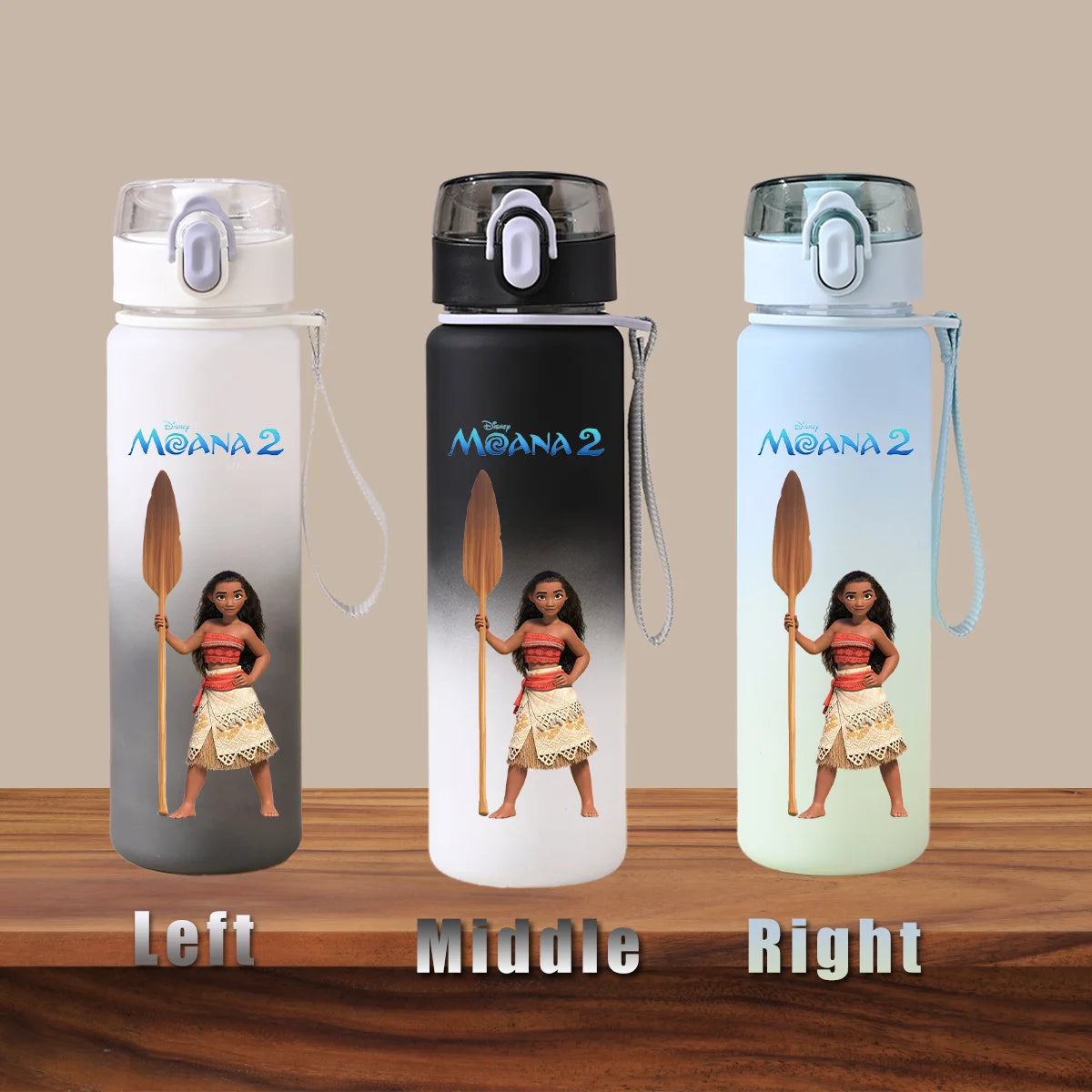 Disney Moana 2 Maui Kakamora Tia Animation Portable Plastic Gradient Outdoor Sport Water Bottle Child Gift Princess Fitness Run