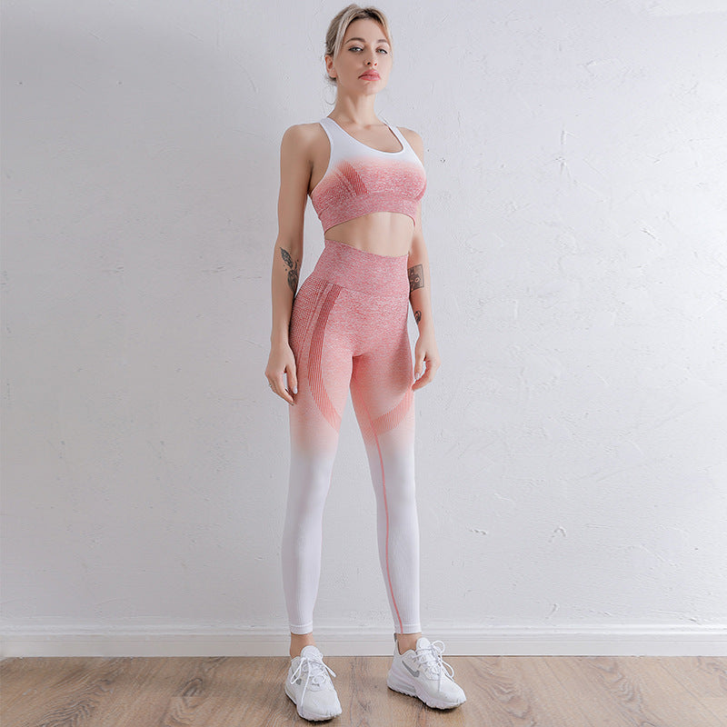 Tie-Dye Gradient Yoga Set – 2-Piece Seamless Workout Outfit for Women, Nylon-Spandex Blend Activewear in Multiple Colors and Sizes