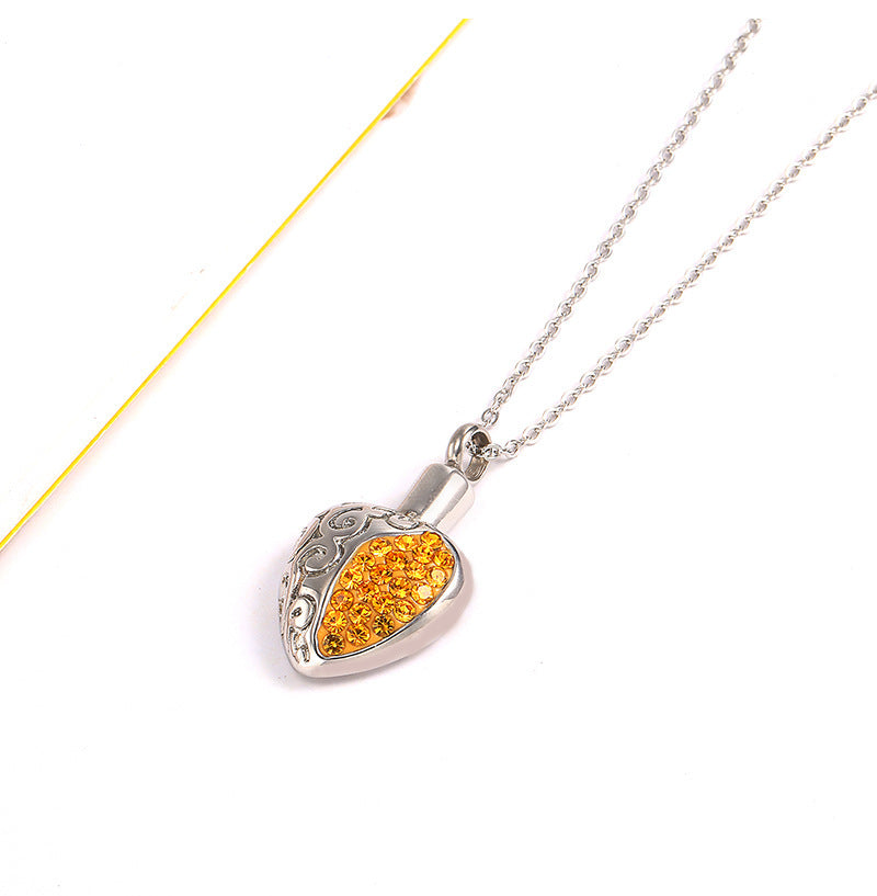 New Titanium Steel Heart-shaped Perfume Bottle Necklace