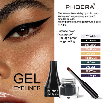 PHOERA Ten-Color Eyeliner – Long-Lasting Precision Liquid Eyeliner Pen, Available in 10 Bold Shades