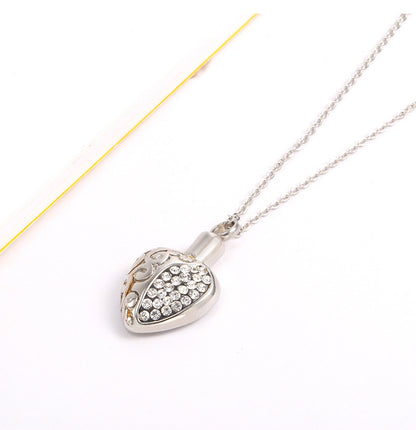 New Titanium Steel Heart-shaped Perfume Bottle Necklace