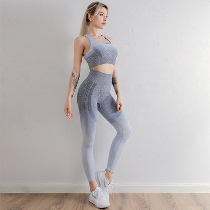 Tie-Dye Gradient Yoga Set – 2-Piece Seamless Workout Outfit for Women, Nylon-Spandex Blend Activewear in Multiple Colors and Sizes