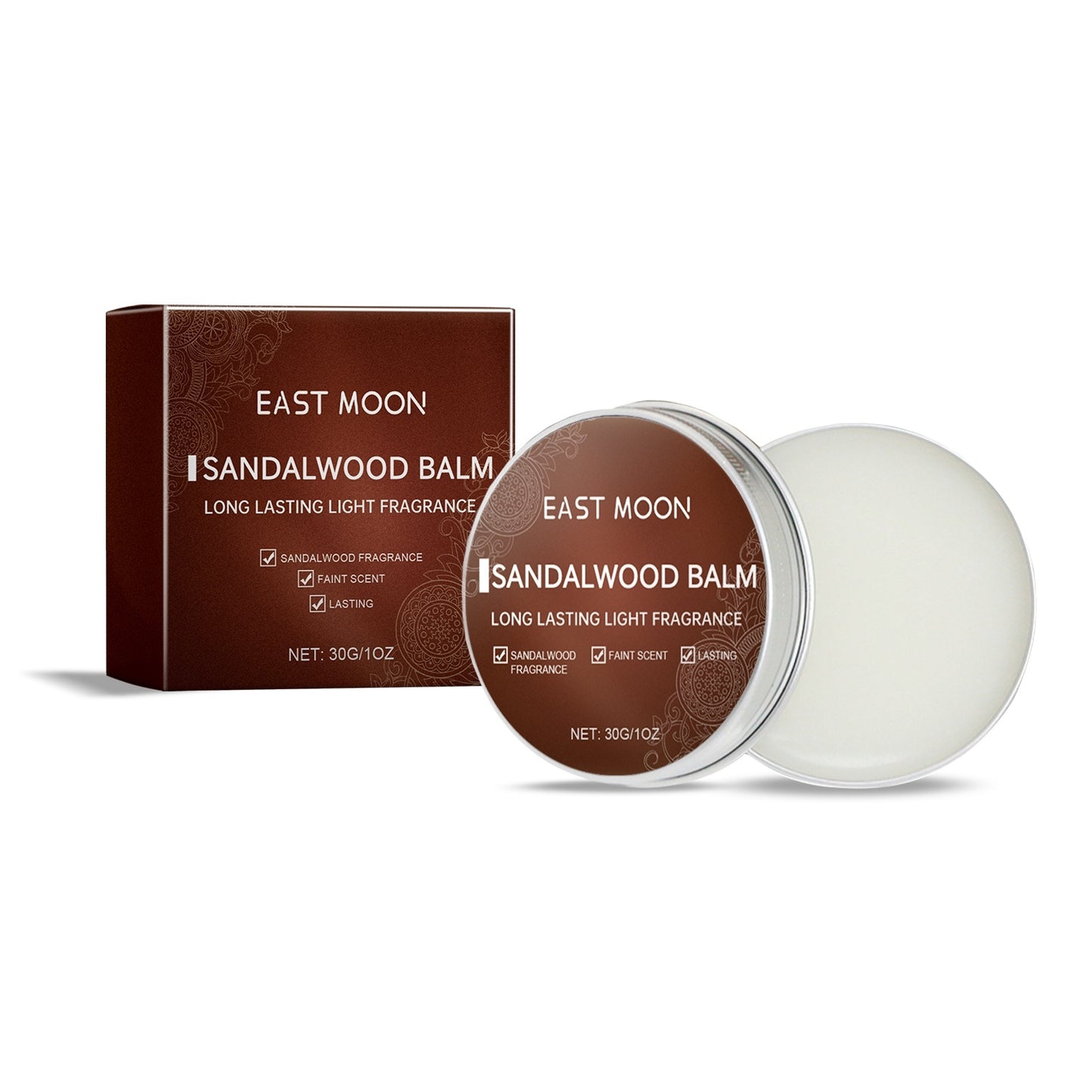 Solid Perfume Balm – Pocket-Sized Natural Fragrance with Sandalwood, Vanilla, and Amber Extracts (5.5cm Round Tin)
