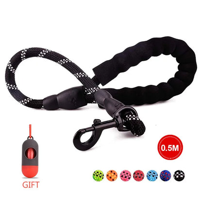 Reflective Dog Leash – Durable Rope Lead with Soft Padded Handle