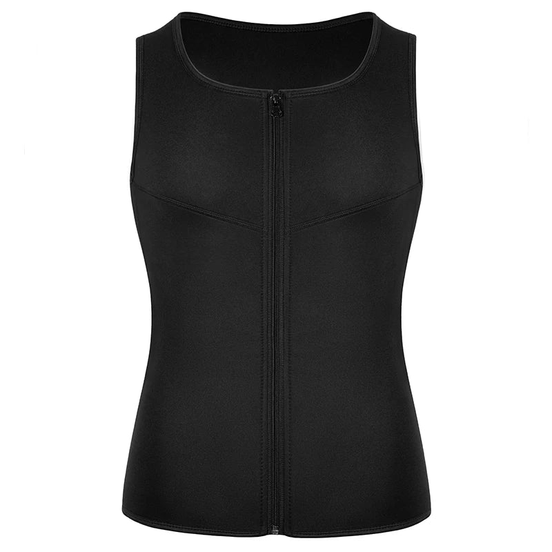 Neoprene Men's Shapers Sweat Vest for Men Waist Trainer Vest Adjustable Workout Body Shaper with Double Zipper for Sauna Suit