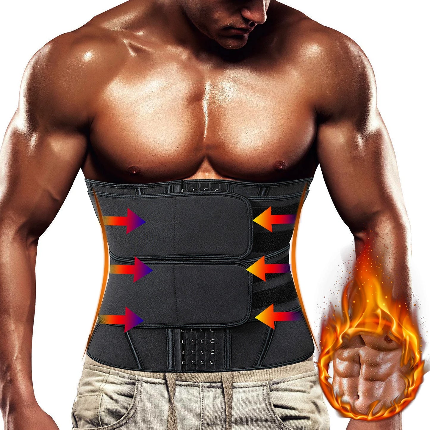 Mens Neoprene Abs Wiast Shaper Sauna Sweat Band Belly Slimming Belt Active Waist Trainer Trimmer with Adjustable Strap