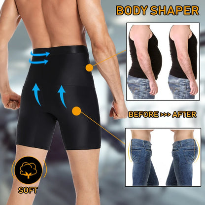 Men Tummy Control Shapewear Shorts High Waist Slimming Body Shaper Waist Trainer Girdle Compression Underwear Boxer Brief