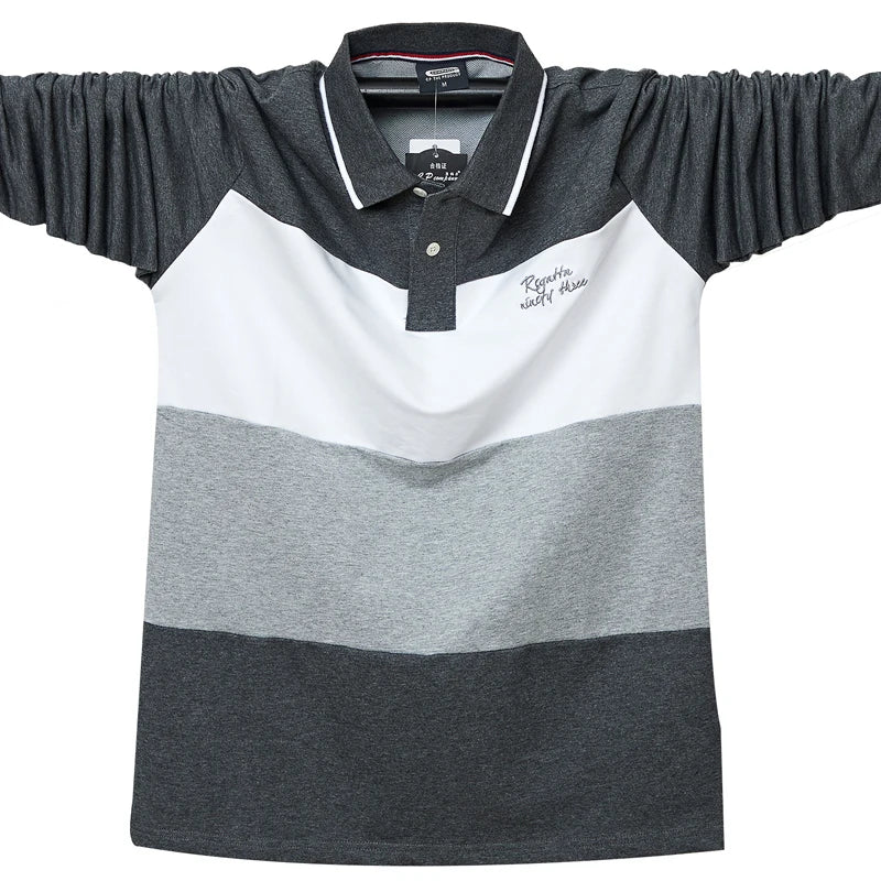Polo Shirt Men Big Tall Long Sleeves Top