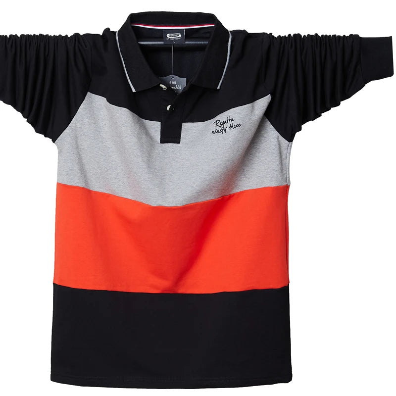 Polo Shirt Men Big Tall Long Sleeves Top