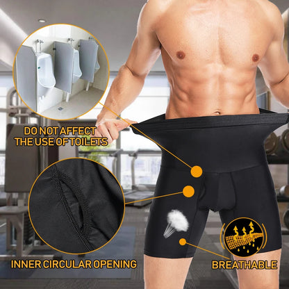 Men Tummy Control Shapewear Shorts High Waist Slimming Body Shaper Waist Trainer Girdle Compression Underwear Boxer Brief