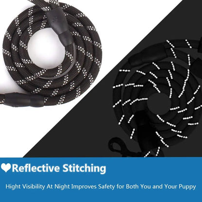 Reflective Dog Leash – Durable Rope Lead with Soft Padded Handle
