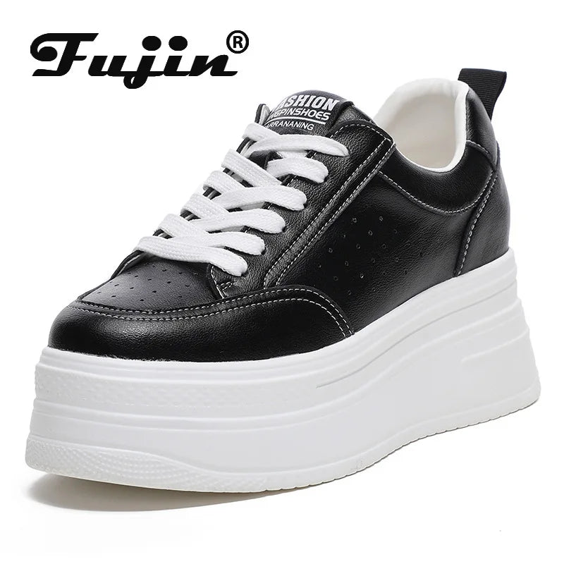 Fujin 8cm Genuine Leather Women Casual Shoes
