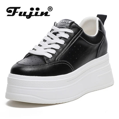 Fujin 8cm Genuine Leather Women Casual Shoes