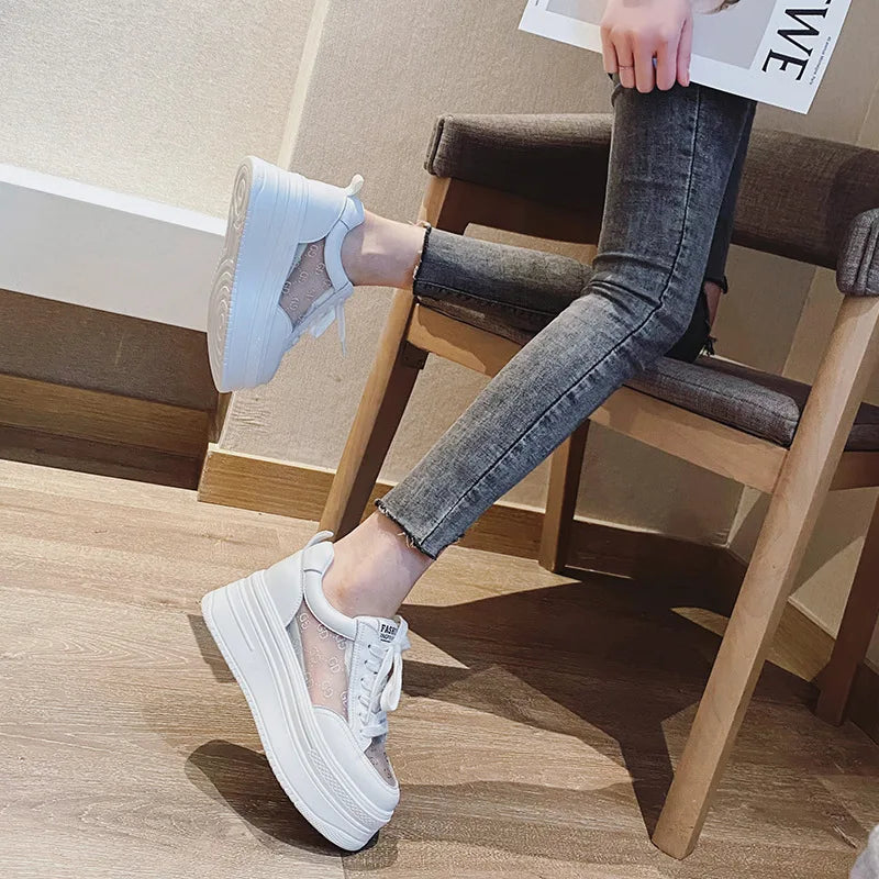 Fujin 8cm Genuine Leather Women Casual Shoes