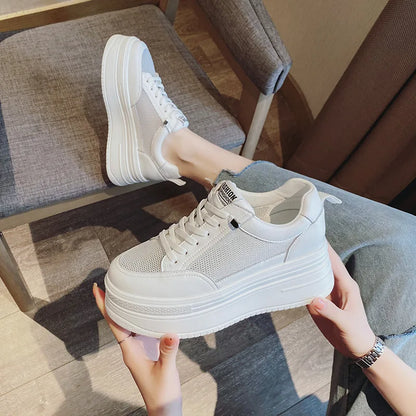Fujin 8cm Genuine Leather Women Casual Shoes