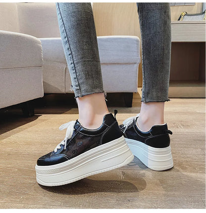 Fujin 8cm Genuine Leather Women Casual Shoes