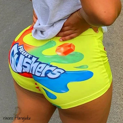 Ladies Casual Skinny Snack Shorts Knickers Pattern Printed Stretch Candy Women Shorts