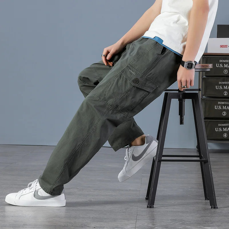 Men Elastic Waist Multi Pocket