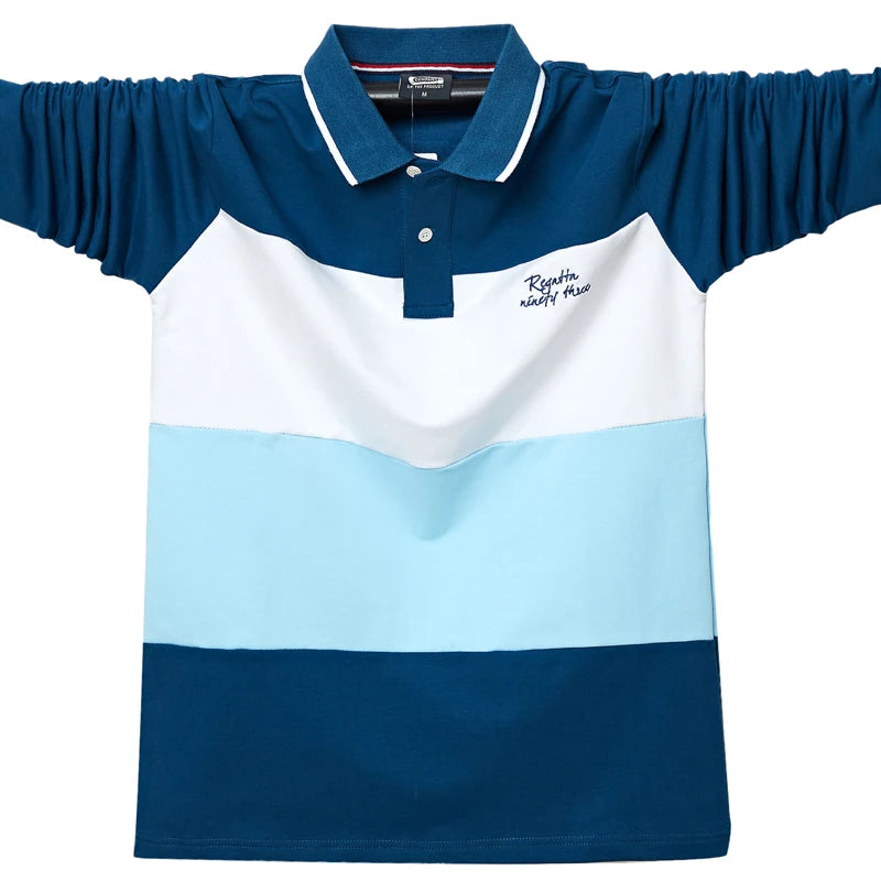 Polo Shirt Men Big Tall Long Sleeves Top