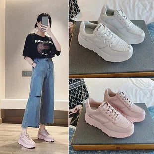 Fujin 8cm Genuine Leather Women Casual Shoes