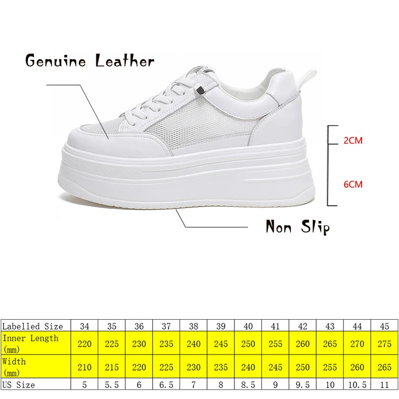 Fujin 8cm Genuine Leather Women Casual Shoes