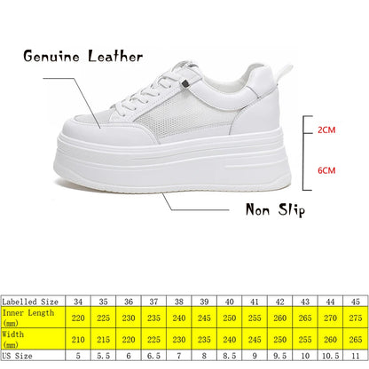 Fujin 8cm Genuine Leather Women Casual Shoes