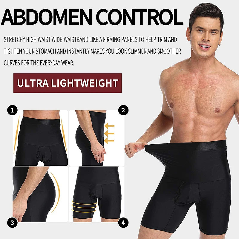 Men Tummy Control Shapewear Shorts High Waist Slimming Body Shaper Waist Trainer Girdle Compression Underwear Boxer Brief