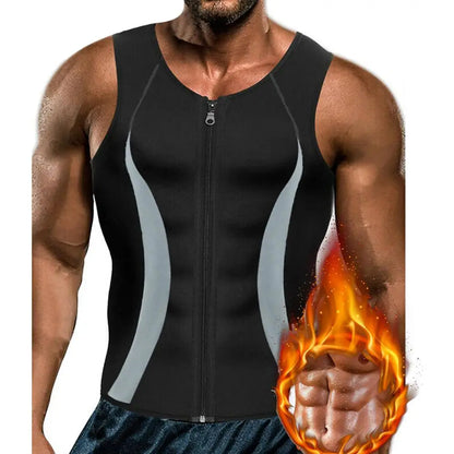 Men’s Slimming Compression Shirt with Zipper – Chest Binder for Gynecomastia & Waist Trainer | Sweat Vest for Moobs, Fat Burn, & Posture Support