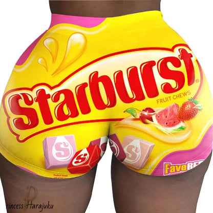 Ladies Casual Skinny Snack Shorts Knickers Pattern Printed Stretch Candy Women Shorts