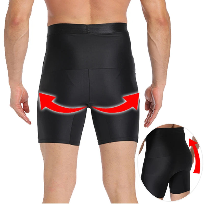 Men Tummy Control Shapewear Shorts High Waist Slimming Body Shaper Waist Trainer Girdle Compression Underwear Boxer Brief